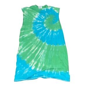 Tie dye blue and green sleeveless shirt size M